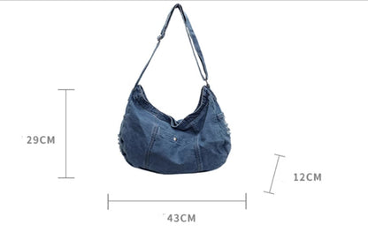 casual summer one shoulder crossbody denim bag