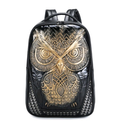 womens bag fashion sports pu backpack owl 3d animal head student computer bag