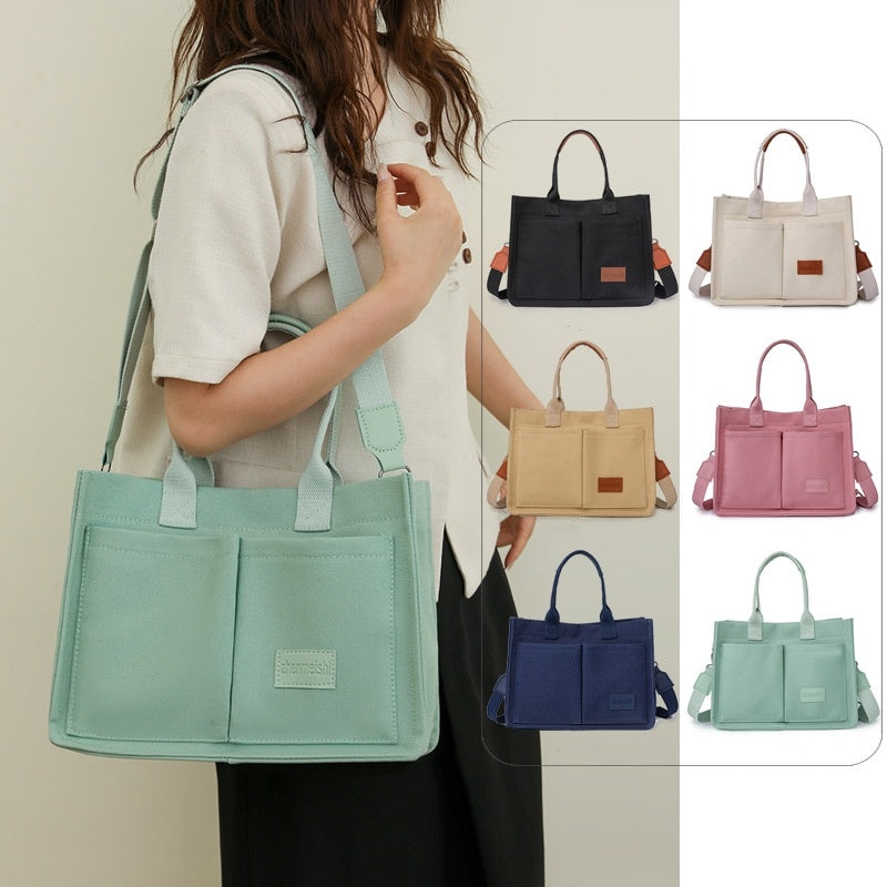 casual daily canvas tote shoulder bags women mommy bag large capacity messenger multi pocket crossbody chic reusable hand bag