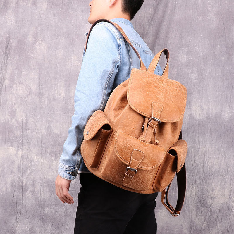 vintage leather casual backpack