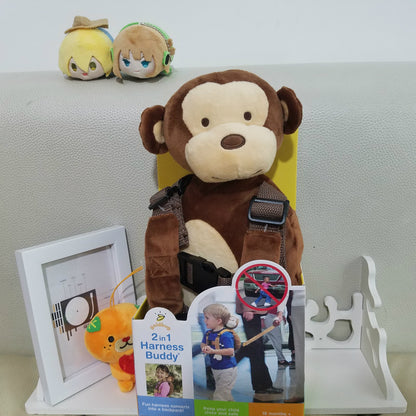 new monkey against lost knapsack cartoon childrens book bag baby safety step belt toy plush bag