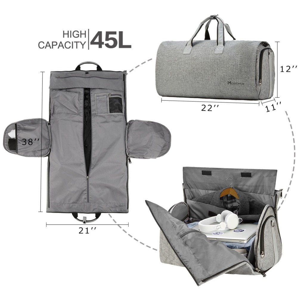 travel garment bag with shoulder strap duffel bag carry on hanging suitcase clothing business bag multiple pockets