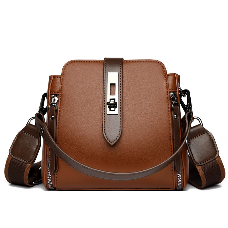 soft leather bucket large capacity handbag crossbody bag
