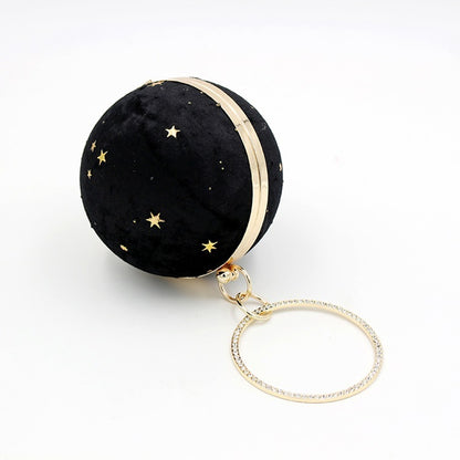 fashion temperament starry sky ball bag suede dinner bag evening party