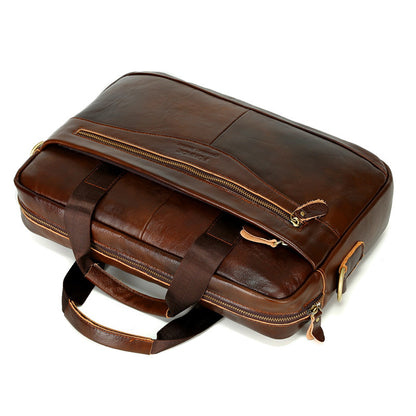 cowhide mens horizontal business bag