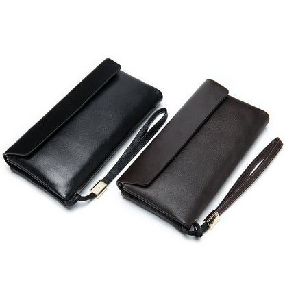 soft leather wallet korean style top layer cowhide womens mid length