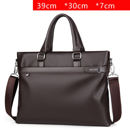 large capacity business handbag mens soft leather briefcase