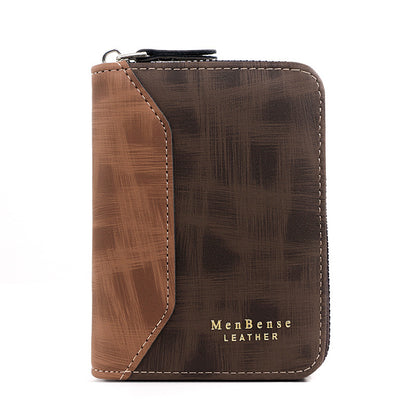 frosted mens short chain wallet vertical coin purse card holder
