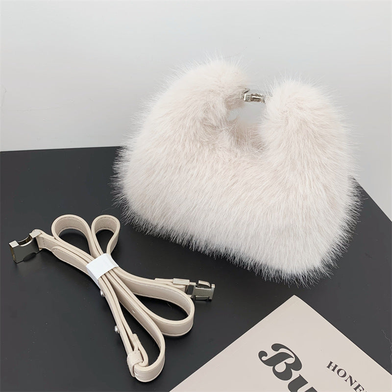 autumn and winter new imitation fox fur hand holding dinner bag