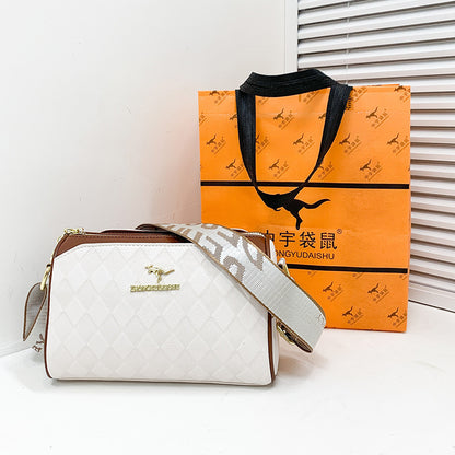 womens bag chessboard plaid one shoulder bag wide shoulder strap messenger bag retro style kangaroo handbag bags