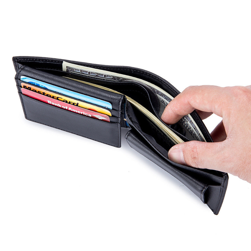 mens short wallet genuine leather trifold wallet