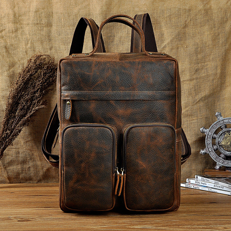 leather shoulder bag youth fashion top leather backpack