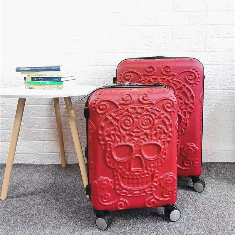 skull scratch resistant frosted trolley case