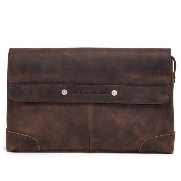 retro multifunctional crazy horse leather mens clutch