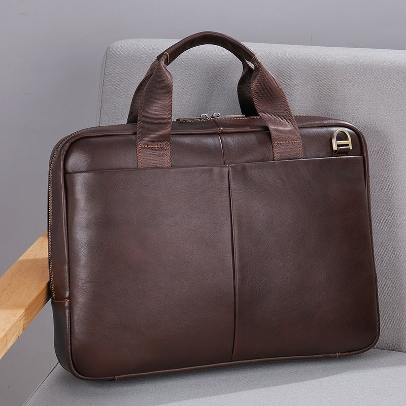 genuine leather large capacity briefcase mens horizontal first layer cowhide computer storage bag