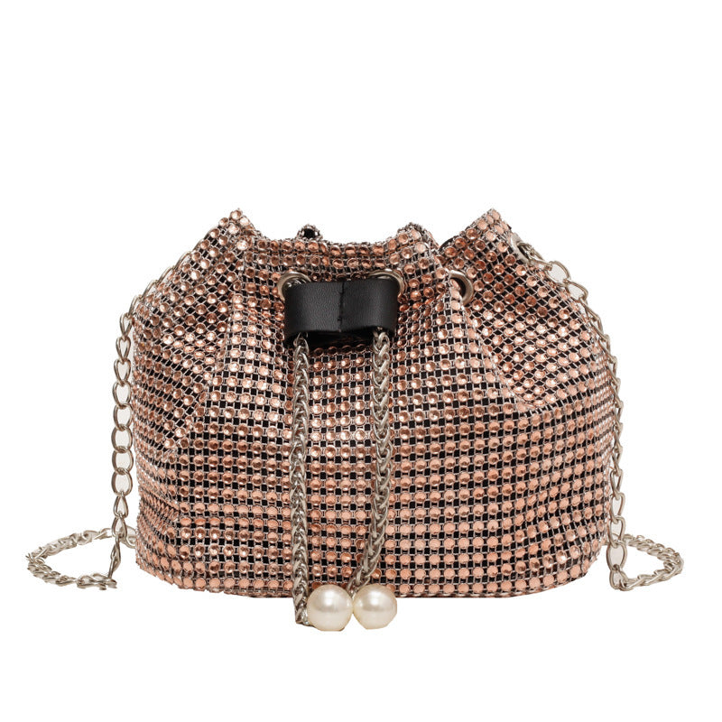 womens crossbody rhinestone bucket bag