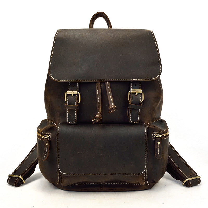 mens retro casual crazy horse leather retro ladies backpack