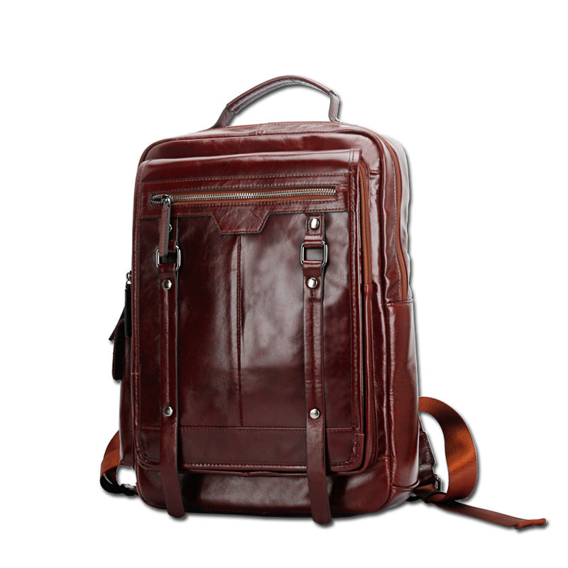 fashion large capacity portable leather backpack