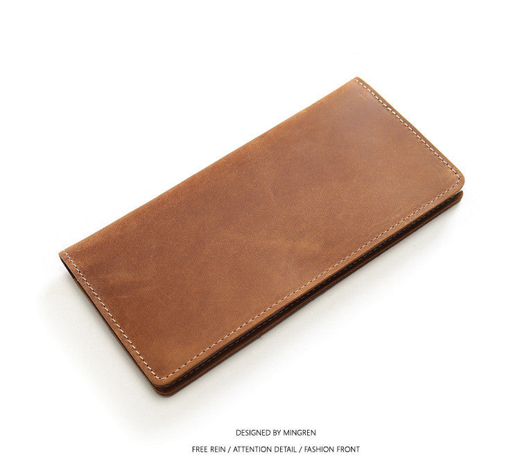 retro leather wallet long ultra thin first layer leather wallet