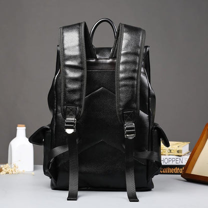 double shoulder bag mens korean style leather business trend flip flip backpack with fashion backpack student bag mens travel bag