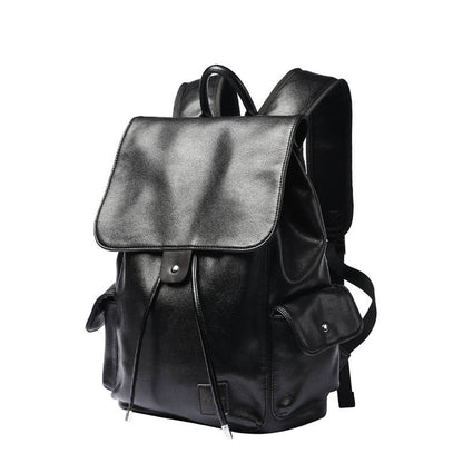 double shoulder bag mens korean style leather business trend flip flip backpack with fashion backpack student bag mens travel bag