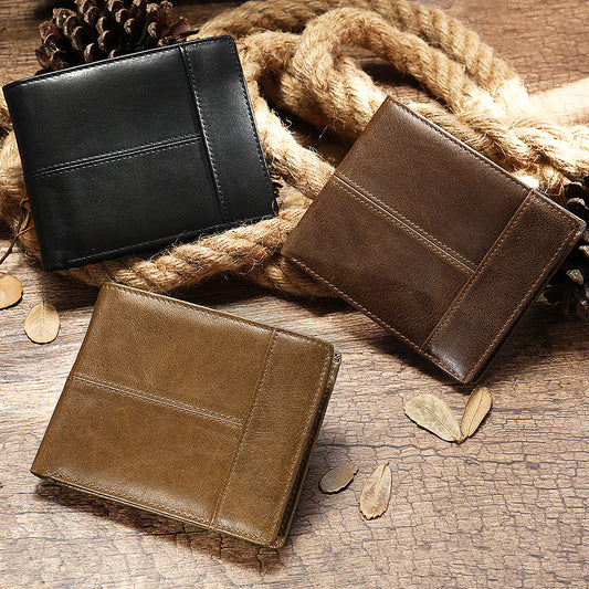 mens wallet genuine leather purse credit catrd holder short wallet