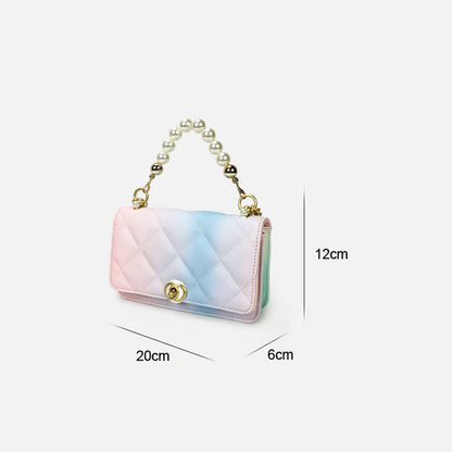 gradient rainbow bag diamond small square bag