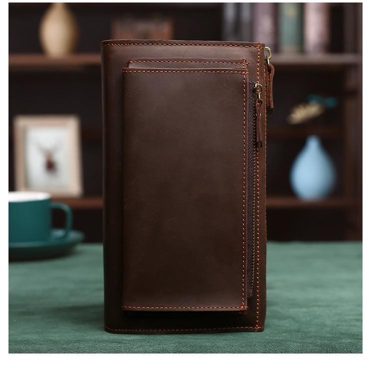 leather hand held plus sized capacity hand held mobile phone wallet