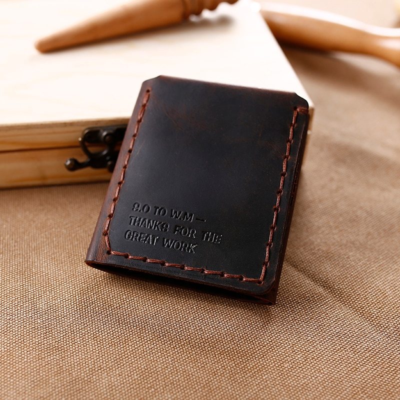 tri fold personalized retro wallet