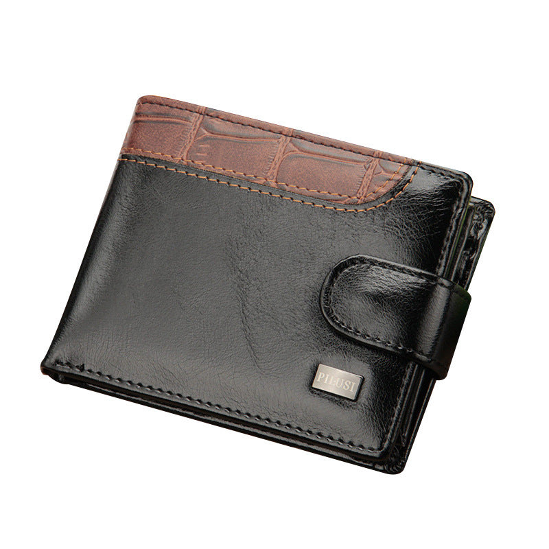 casual mens wallet short paragraph leather buckle buckle us dollar package cross section wallet