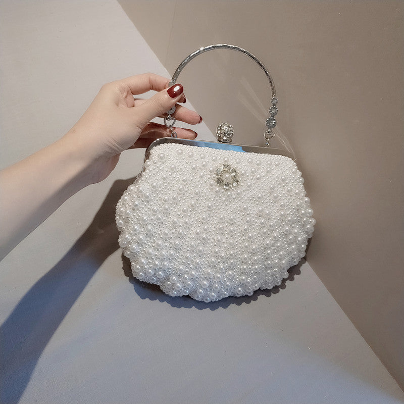 womens sweet lady pearl dinner clutch bag