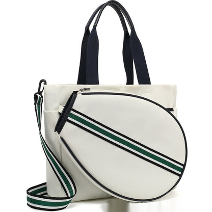 Canvas Striped Fashion Women's Sports Beach Portable Crossbody Tennis Racket Bag