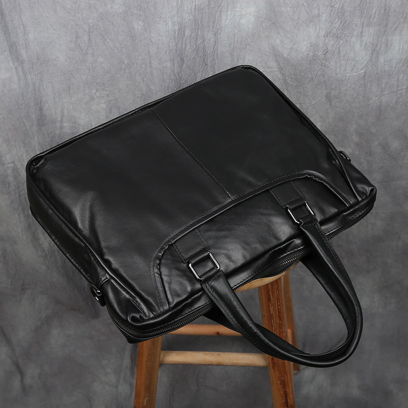 mens portable leather leisure briefcase