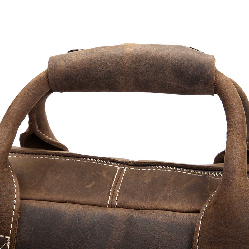 crazy horse leather mens shoulder bag vintage