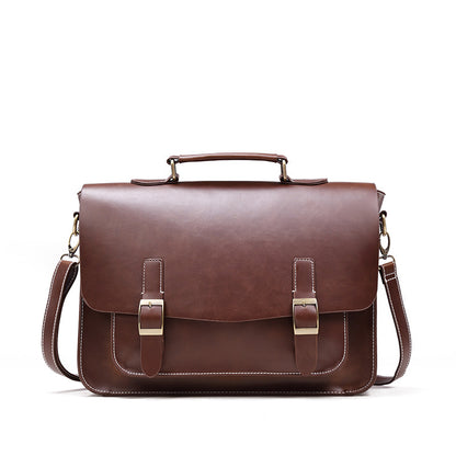 new business crazy horse pu briefcase mens horizontal retro