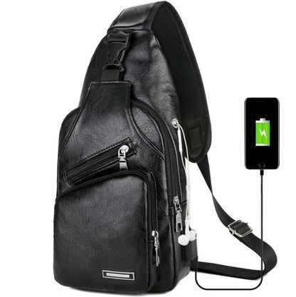 usb portable charging chest bag messenger bag