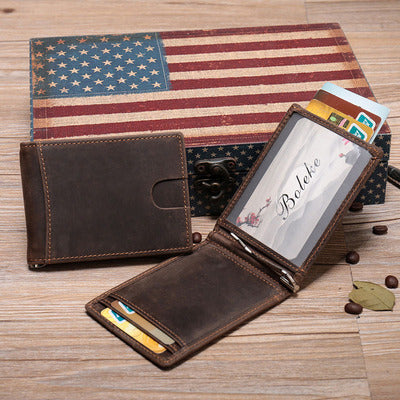 handmade simple wallet radiation proof leather