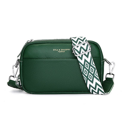 fashion simple shoulder messenger bag top layer cowhide small square bag