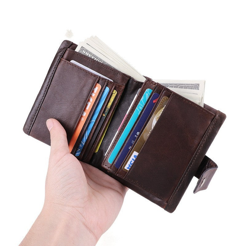 multi card retro crazy horse leather wallet