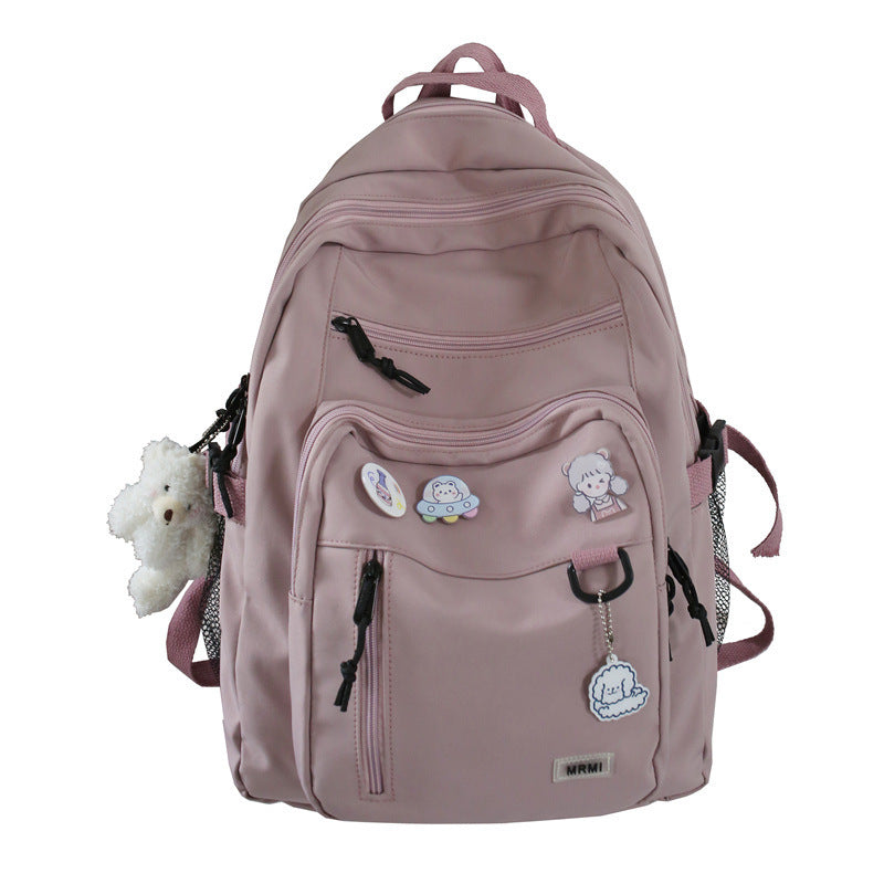 large capacity multi pocket schoolbag female college student backpack