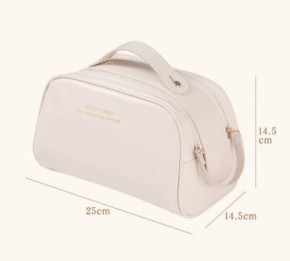 womens fashion large capacity pu double zipper cosmetic bag