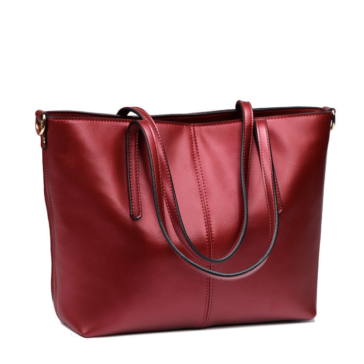 new leather bag bag leather fashion all match simple single shoulder bag shopping bag bag capacity