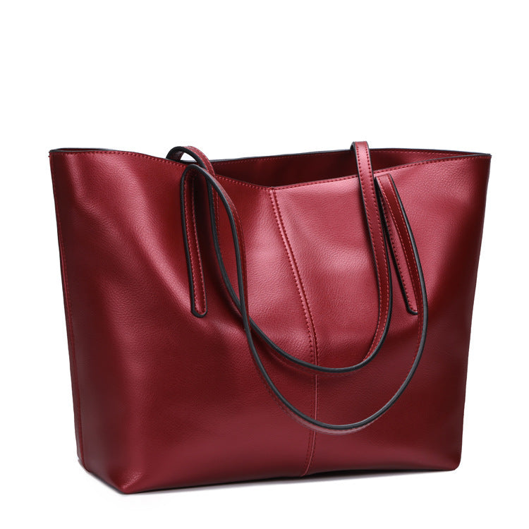 new leather bag bag leather fashion all match simple single shoulder bag shopping bag bag capacity