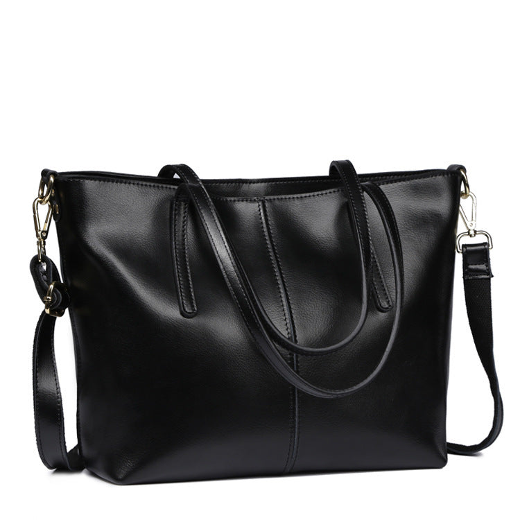 new leather bag bag leather fashion all match simple single shoulder bag shopping bag bag capacity