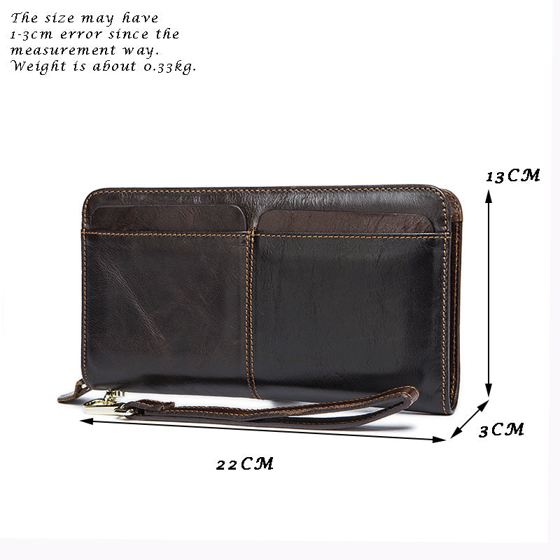 business double pocket mens wallet long wallet multiple card slots genuine leather mens clutch clutch