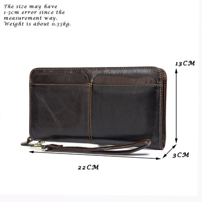 business double pocket mens wallet long wallet multiple card slots genuine leather mens clutch clutch