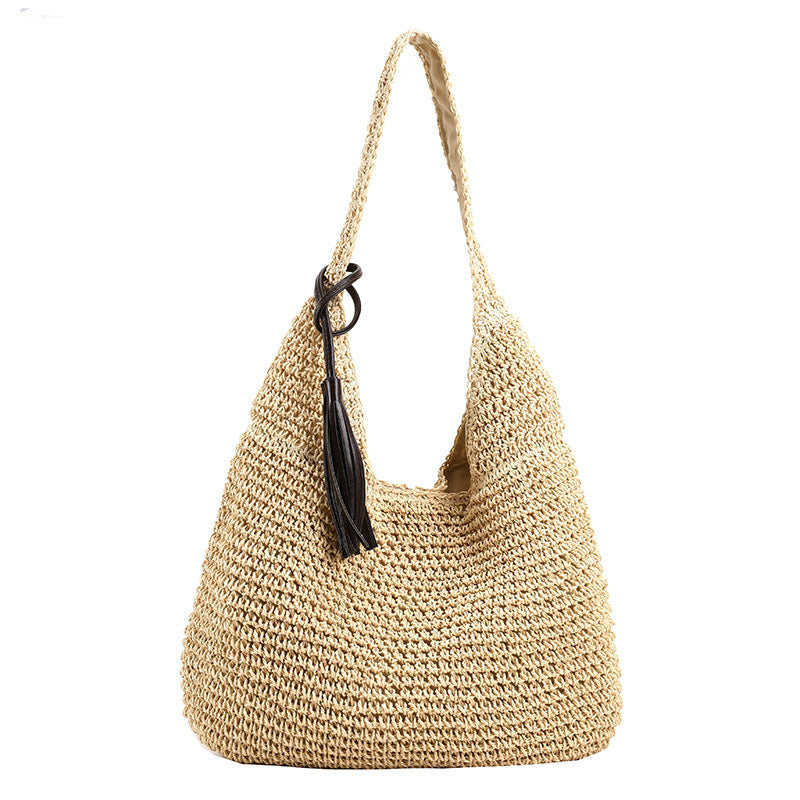 hand woven underarm hand carrying straw bag easy matching large capacity