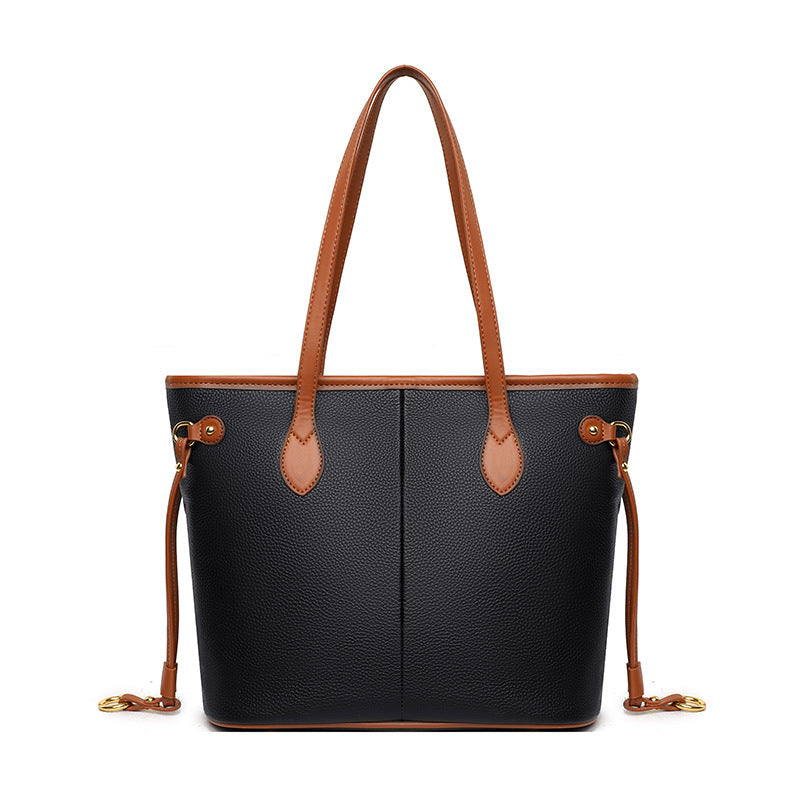 trendy fashion one shoulder soft leather commuter tote bag