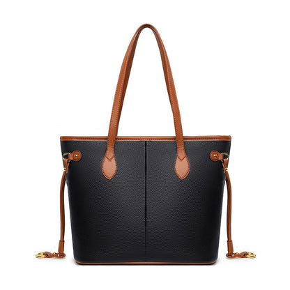 trendy fashion one shoulder soft leather commuter tote bag