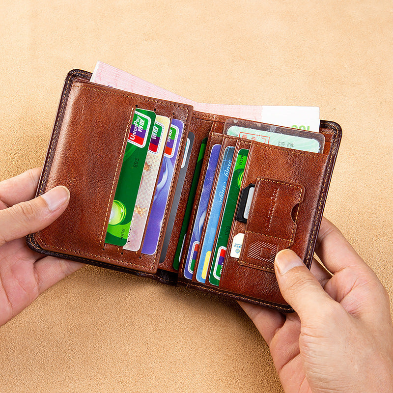 all in one short money leather ultra thin mens wallet